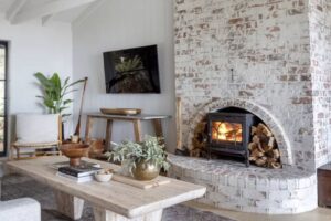 German Schmear Brick Fireplace